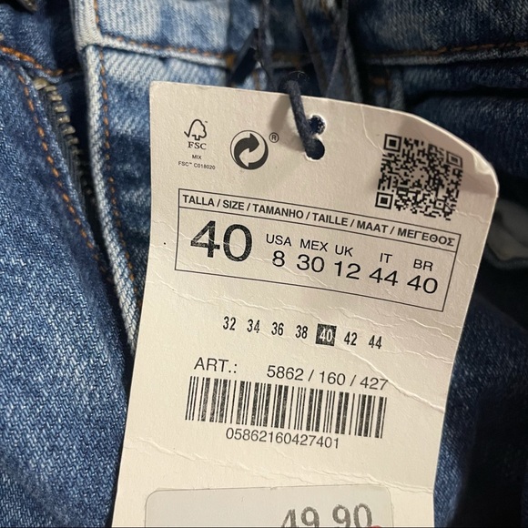 Zara 1975 Basic Denim Cigarette Jean with Frill Trim - Picture 5 of 10